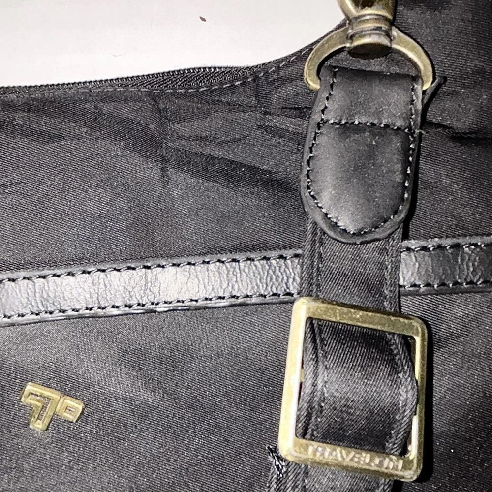 Black Crossbody Bag with Adjustable Strap and nylon Finish